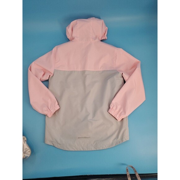 Girl Water Repellent Jacket Sz LG Hooded Rain Lightweight Coat  Pink &  Grey - Picture 12 of 16